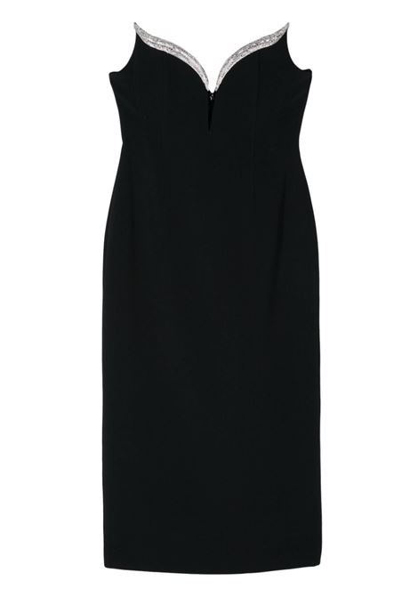 Black crystal-wings midi dress David Koma - women